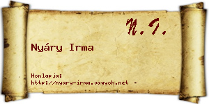 Nyáry Irma névjegykártya